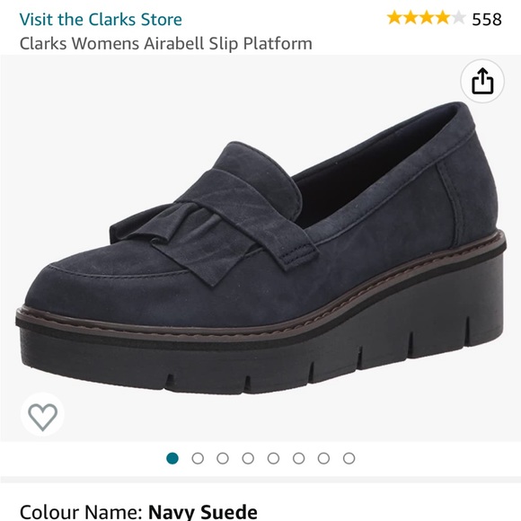 Clarks women’s airabell slip on platform sz8 US navy blue - Picture 2 of 14